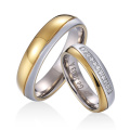 Contemporary Two Tone Flat Comfort Fit Wedding Band Set